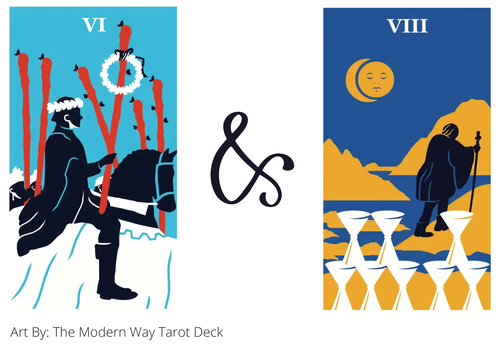 six of wands and eight of cups tarot cards together