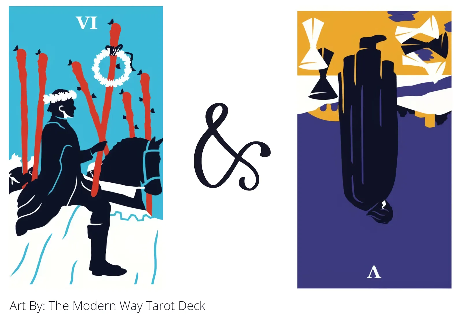 six of wands and five of cups reversed tarot cards together