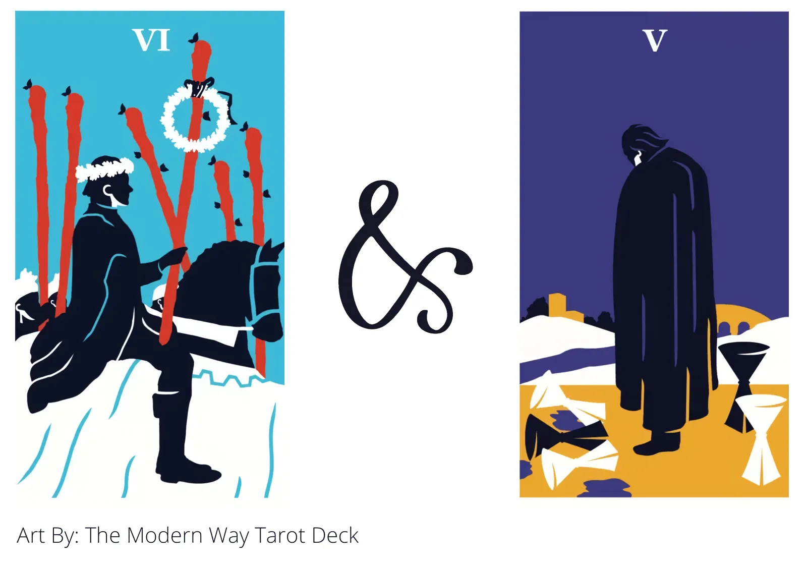 six of wands and five of cups tarot cards together