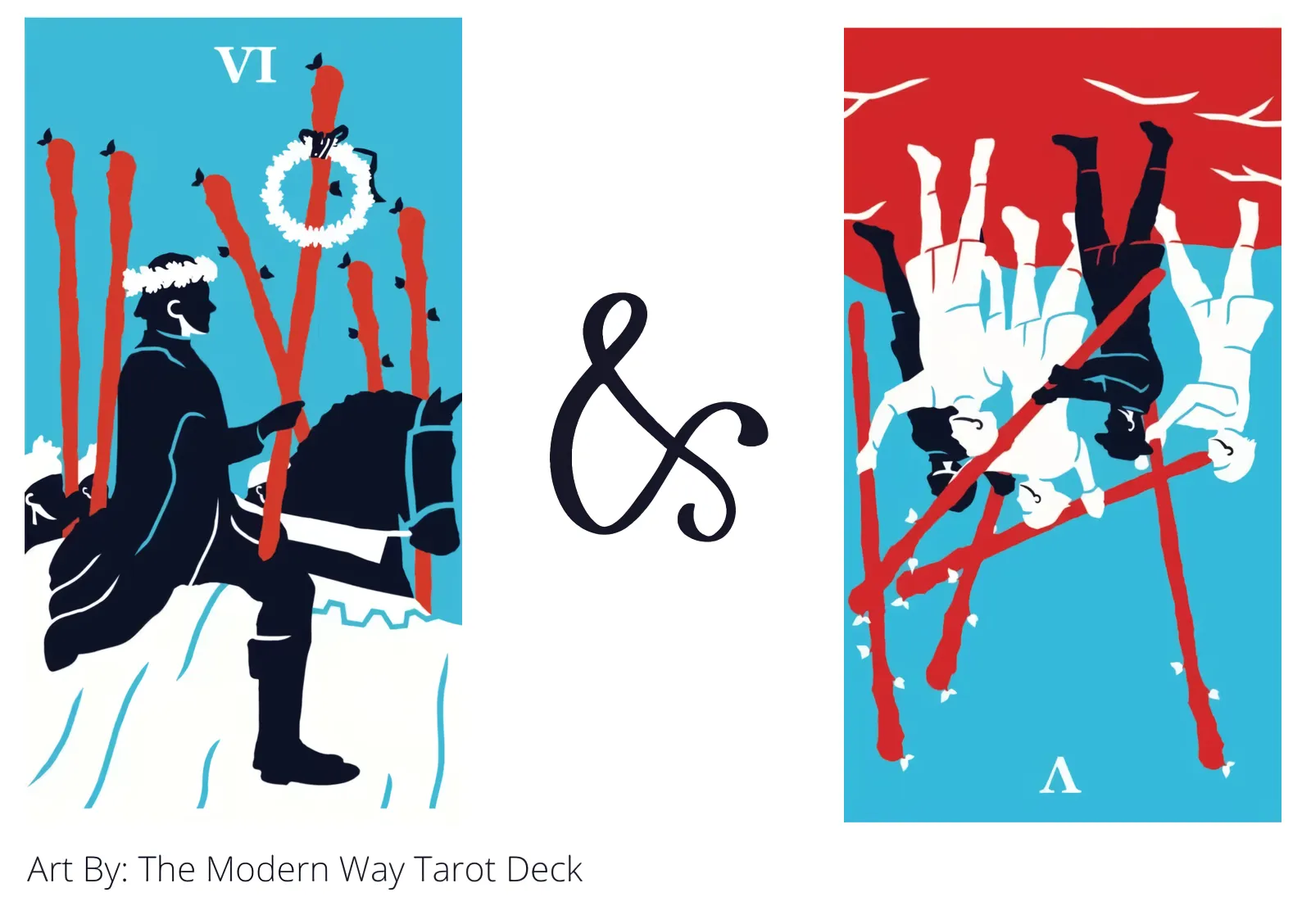 six of wands and five of wands reversed tarot cards together