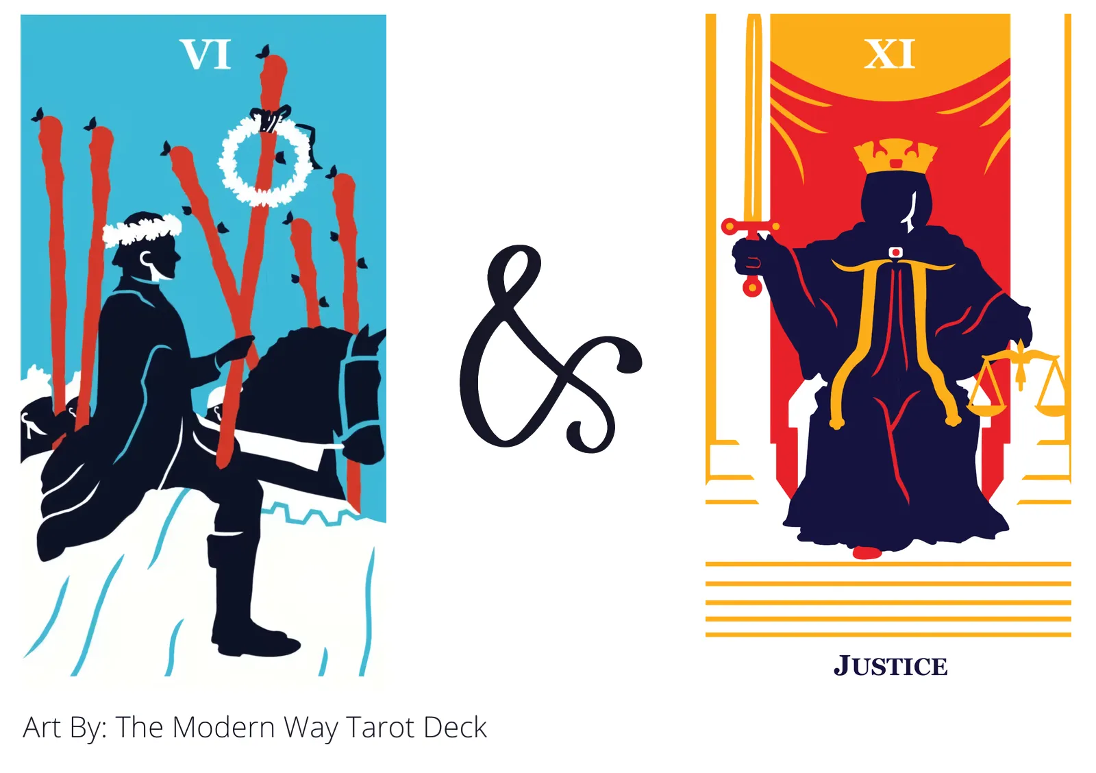 six of wands and justice tarot cards together