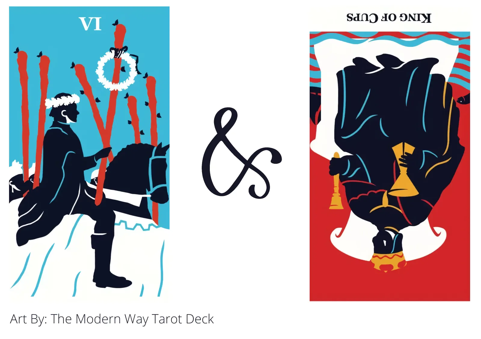 six of wands and king of cups reversed tarot cards together