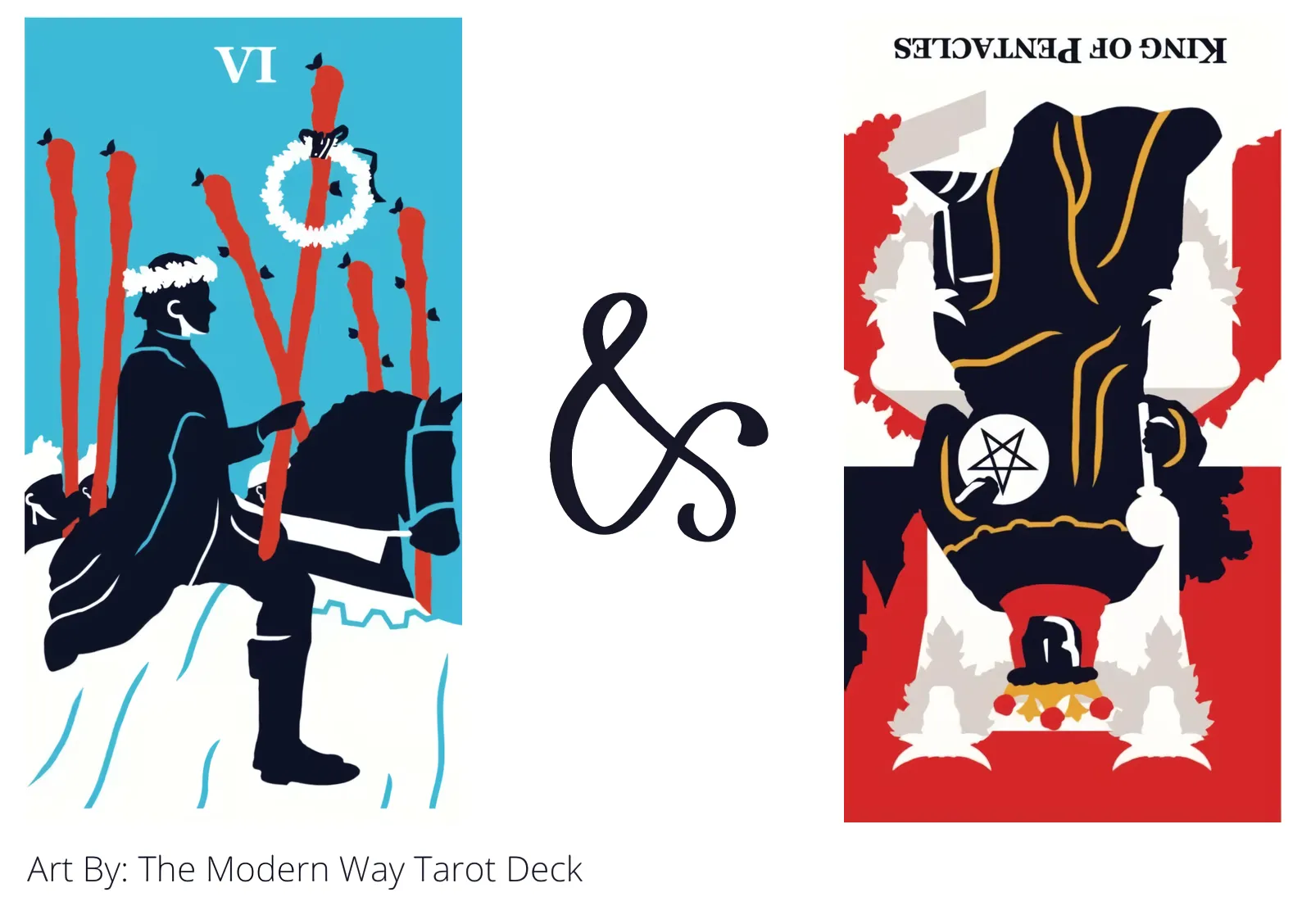 six of wands and king of pentacles reversed tarot cards together