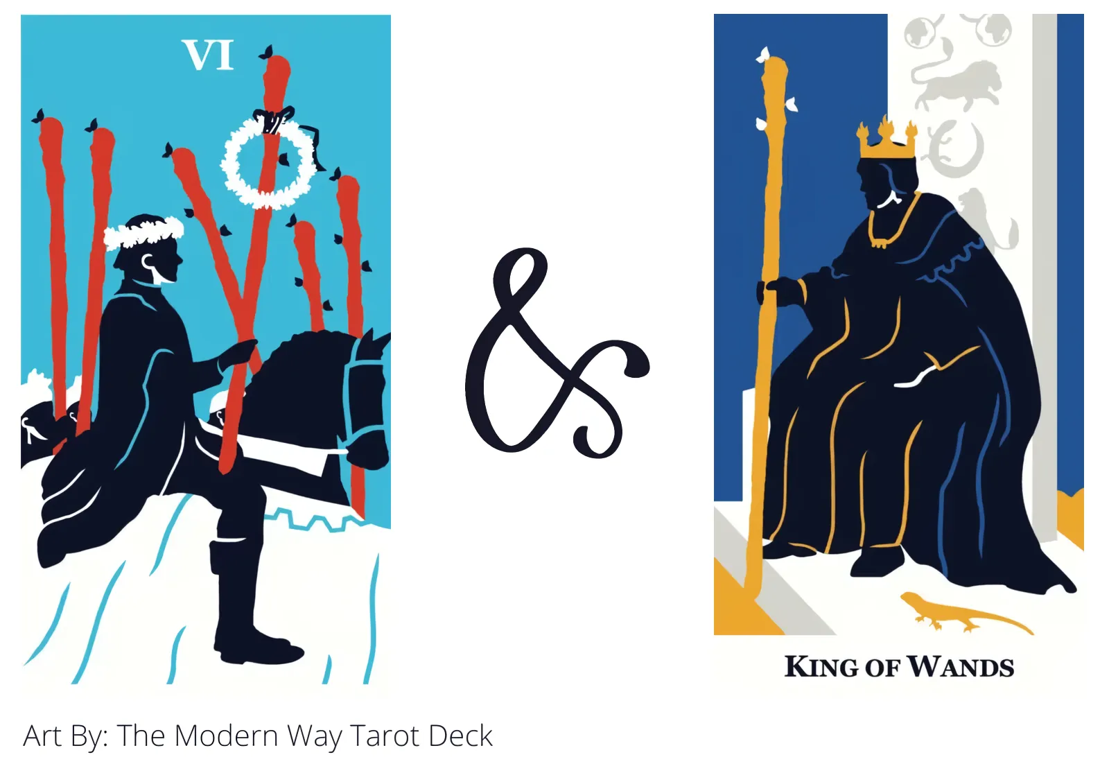 six of wands and king of wands tarot cards together