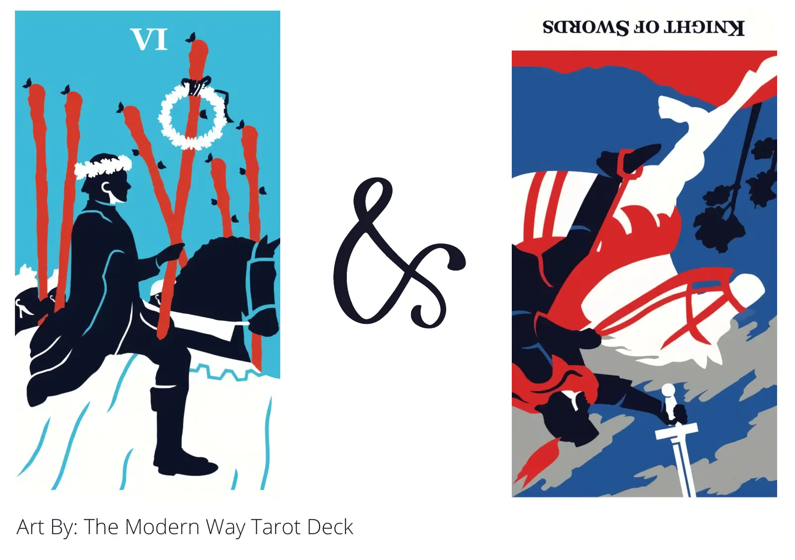 six of wands and knight of swords reversed tarot cards together