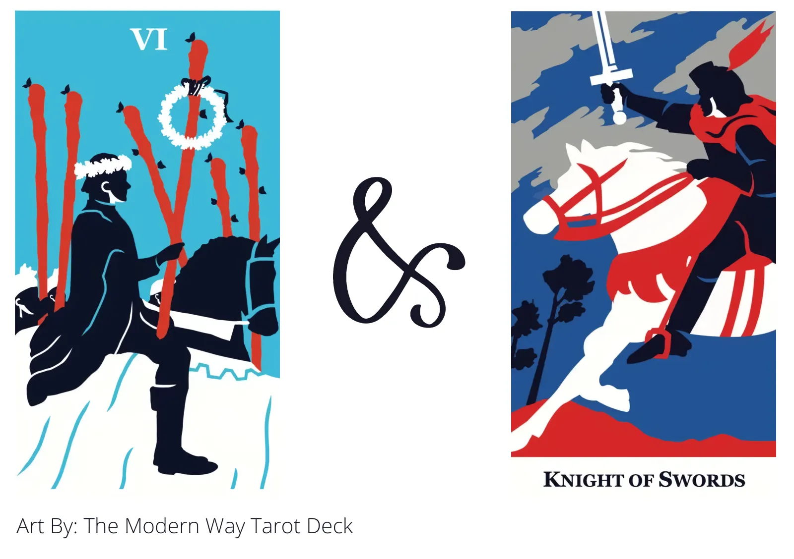 six of wands and knight of swords tarot cards together