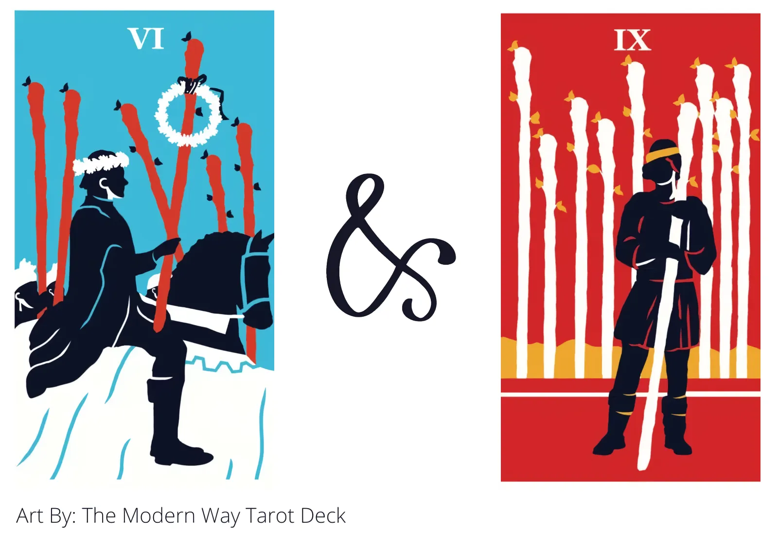 six of wands and nine of wands tarot cards together