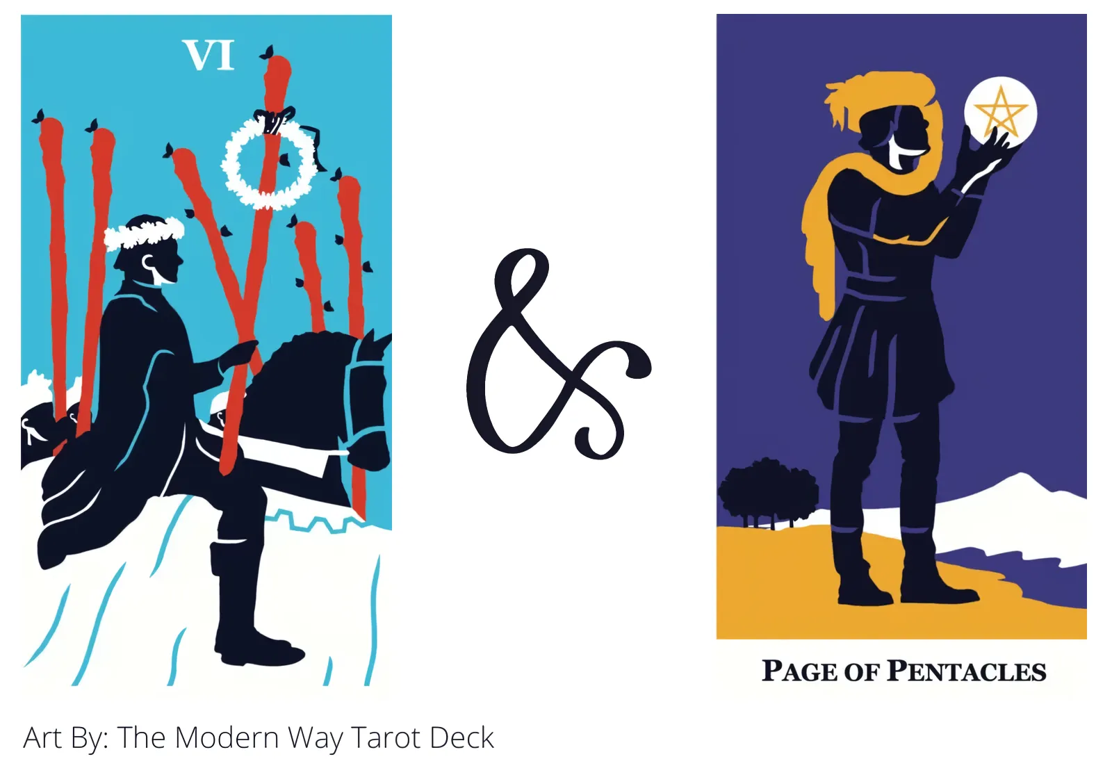 six of wands and page of pentacles tarot cards together