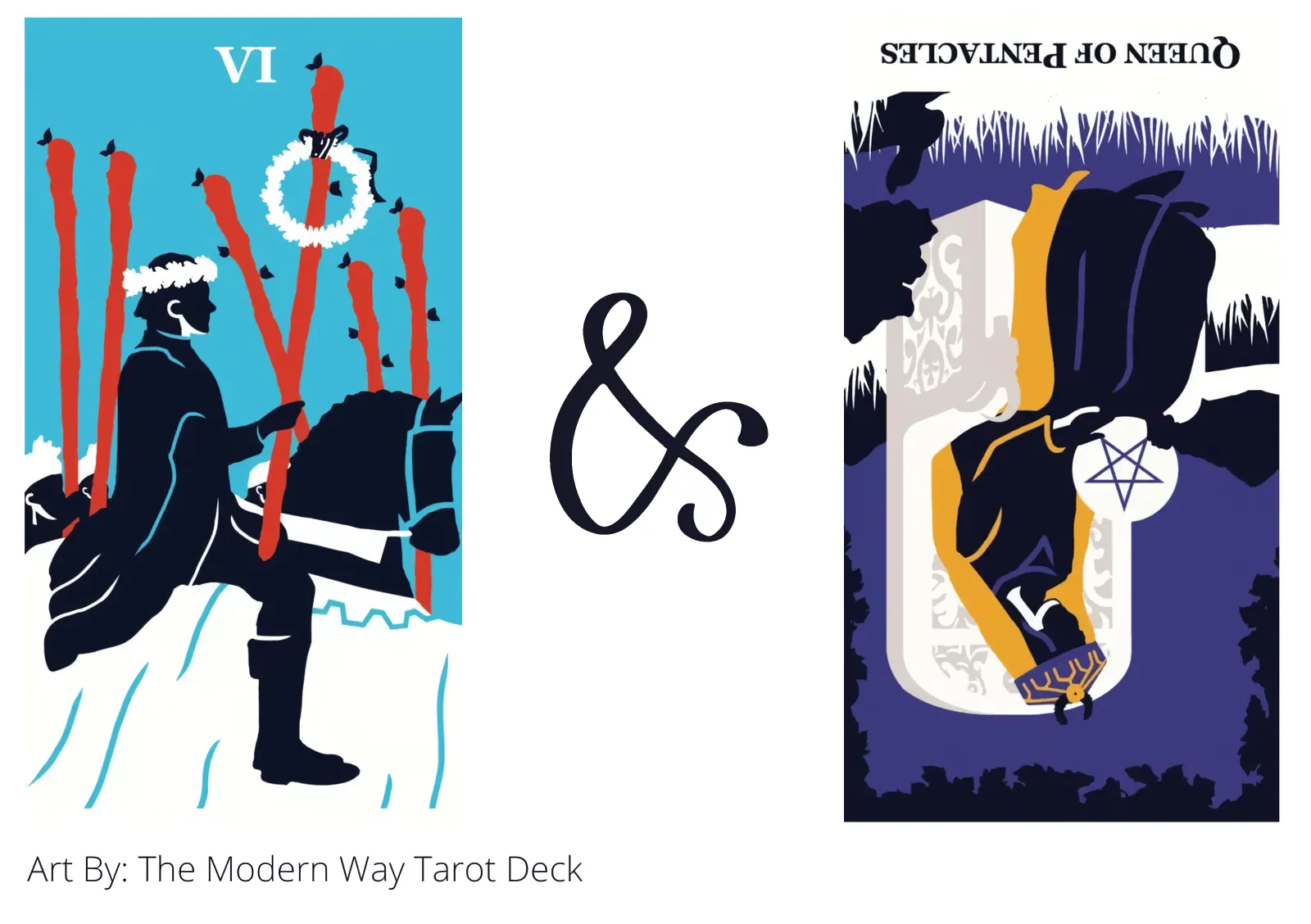 six of wands and queen of pentacles reversed tarot cards together
