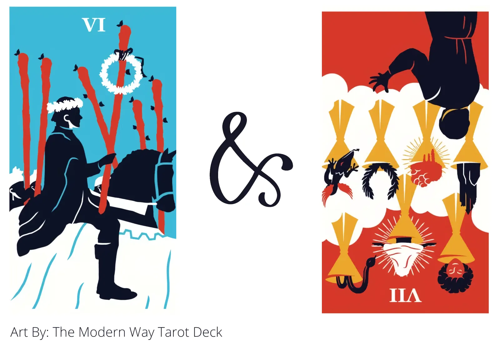 six of wands and seven of cups reversed tarot cards together