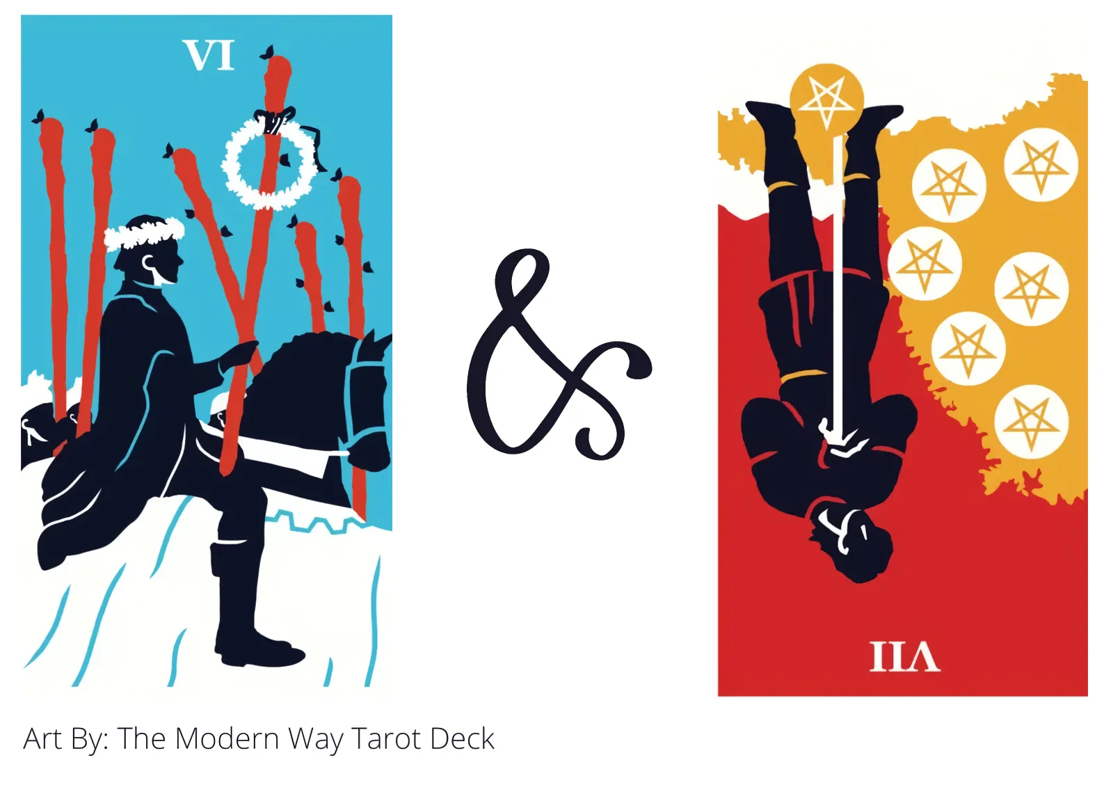 six of wands and seven of pentacles reversed tarot cards together
