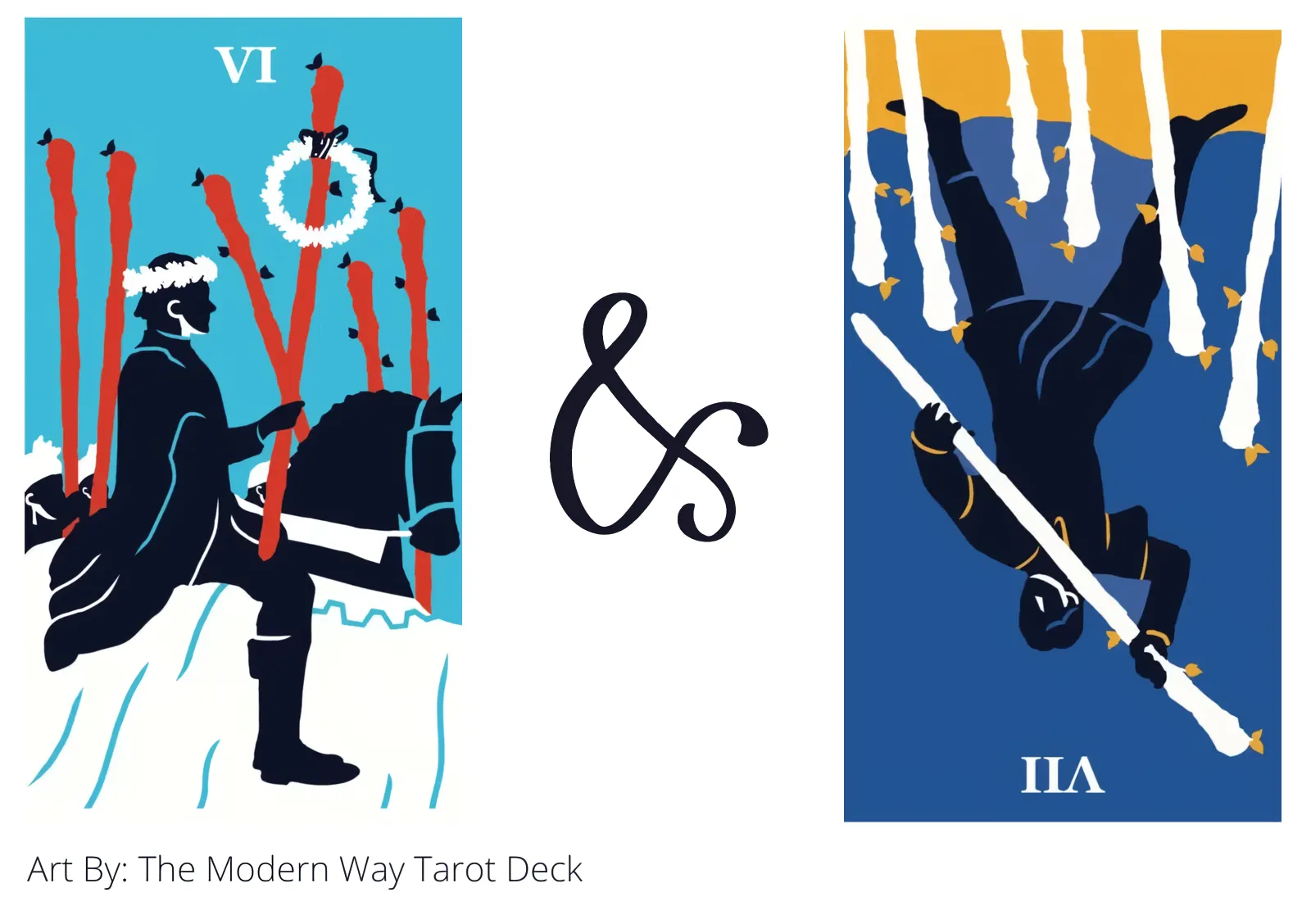 six of wands and seven of wands reversed tarot cards together