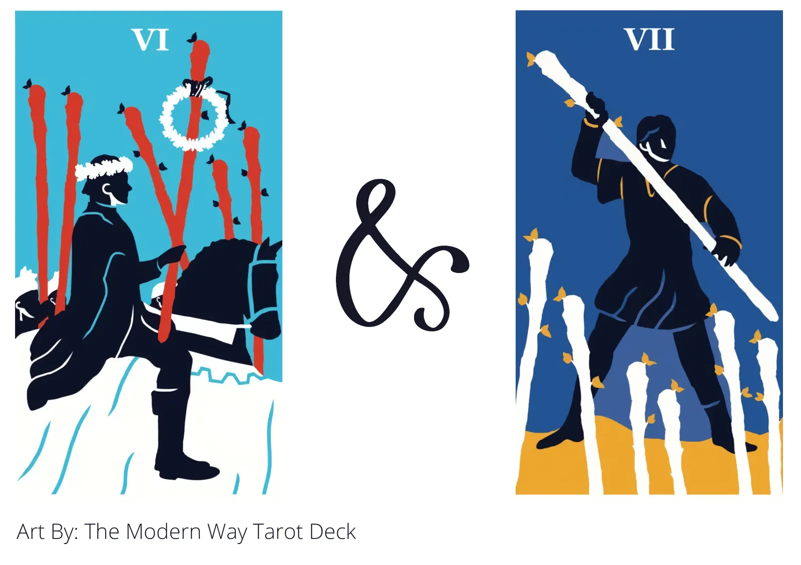 six of wands and seven of wands tarot cards together