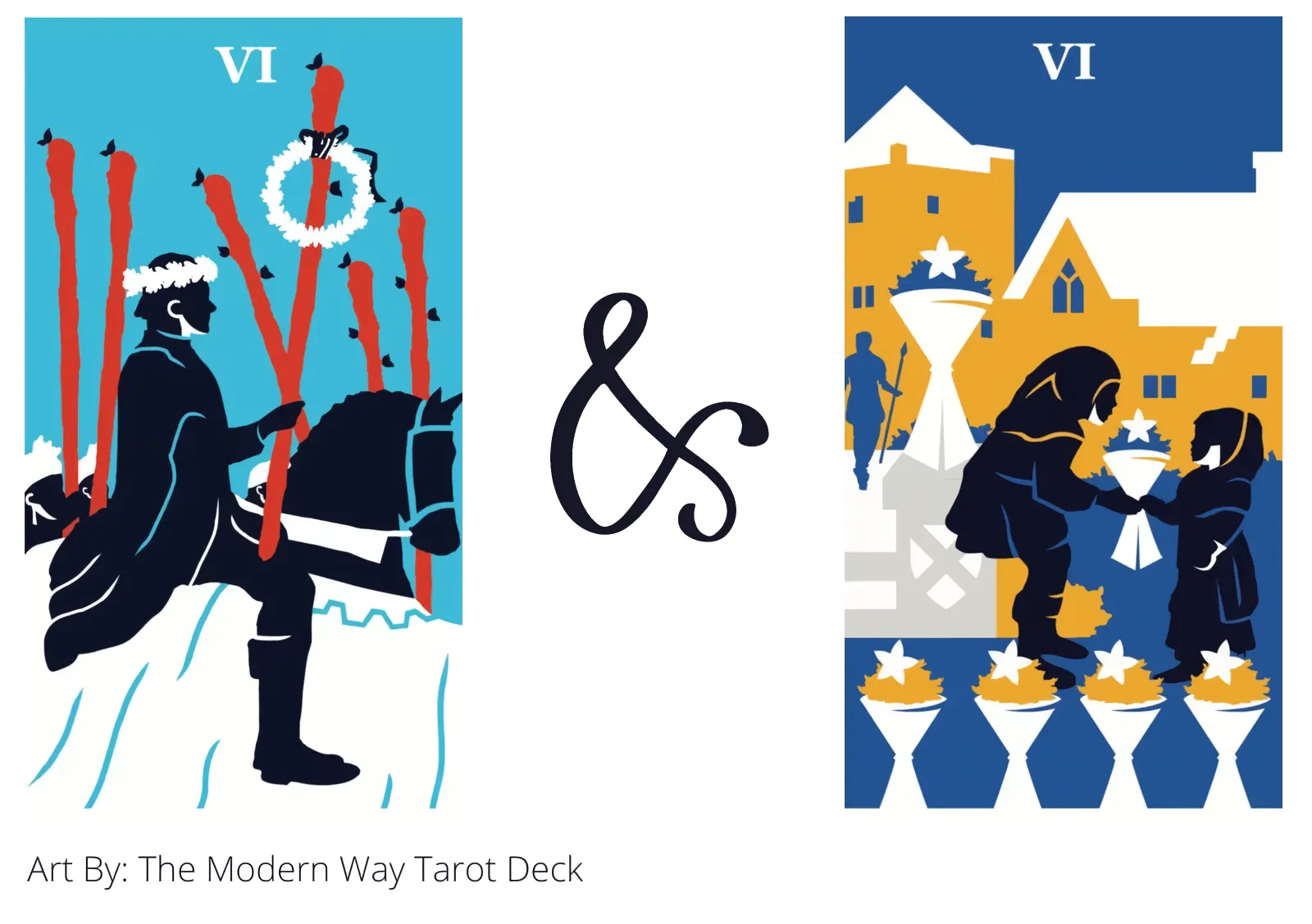 six of wands and six of cups tarot cards together