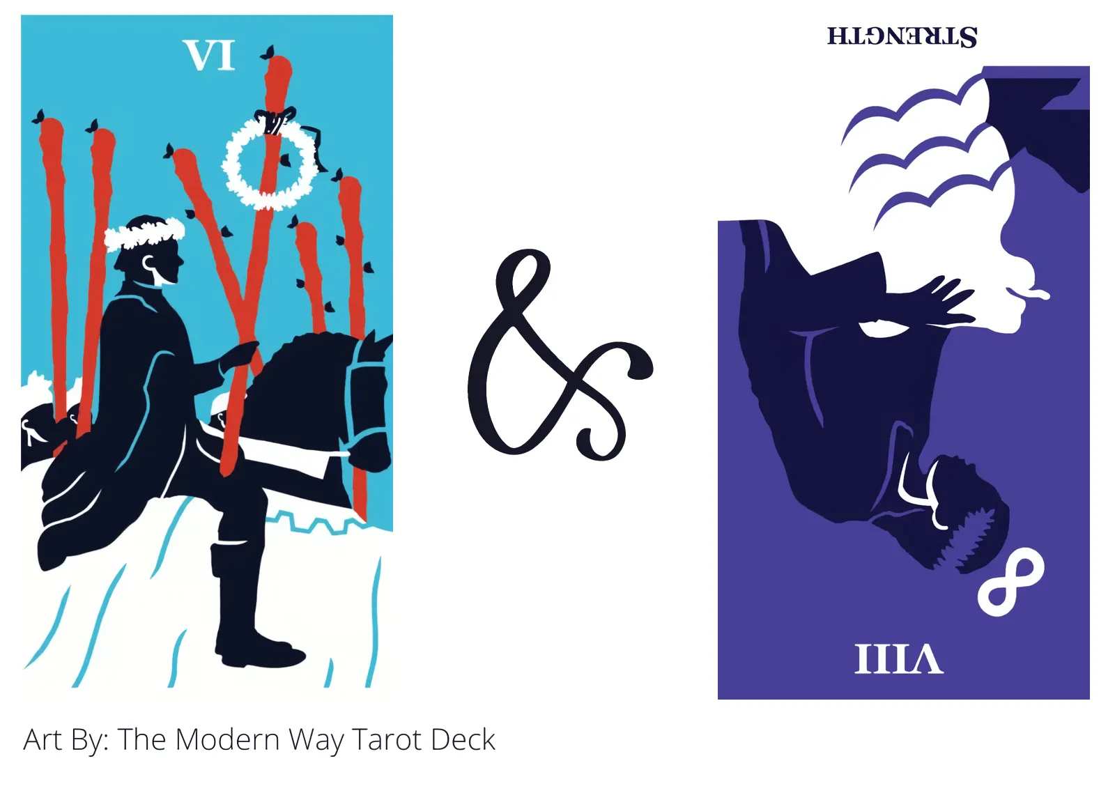 six of wands and strength reversed tarot cards together