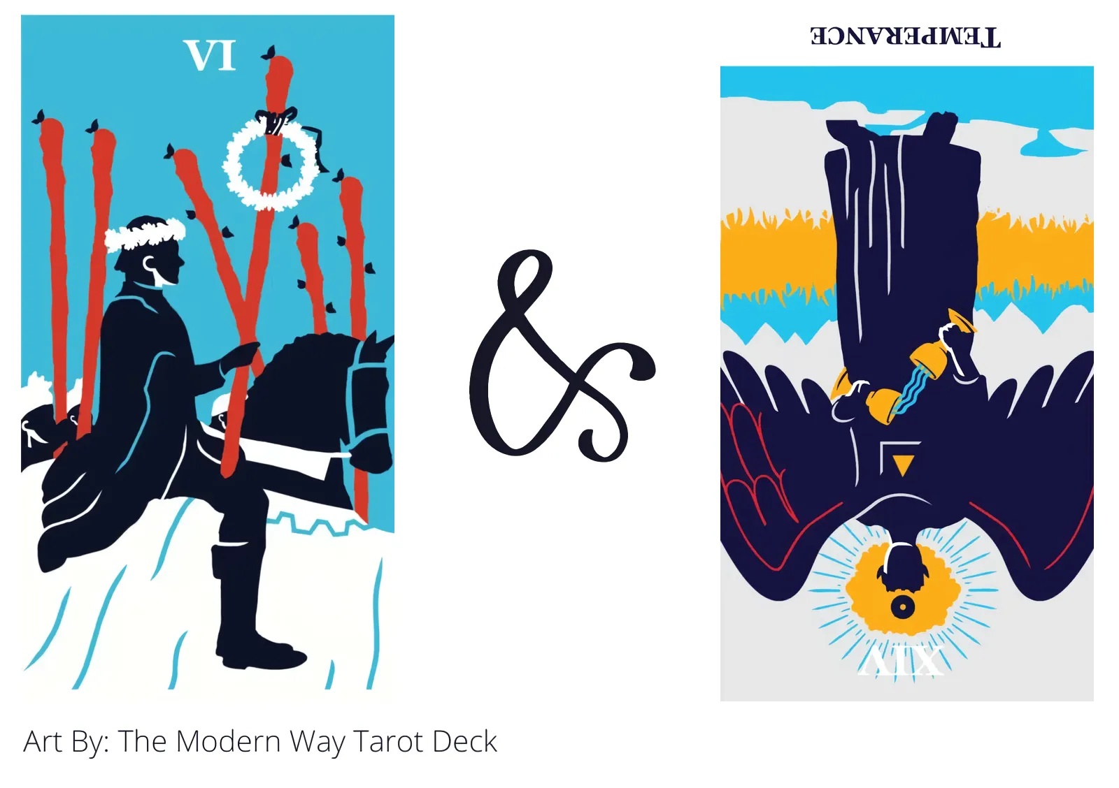 six of wands and temperance reversed tarot cards together