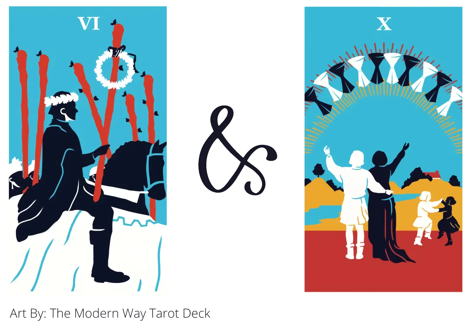 six of wands and ten of cups tarot cards together