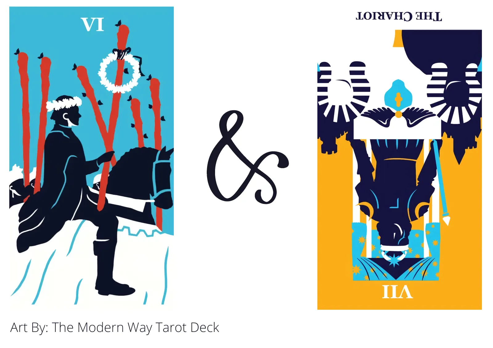 six of wands and the chariot reversed tarot cards together