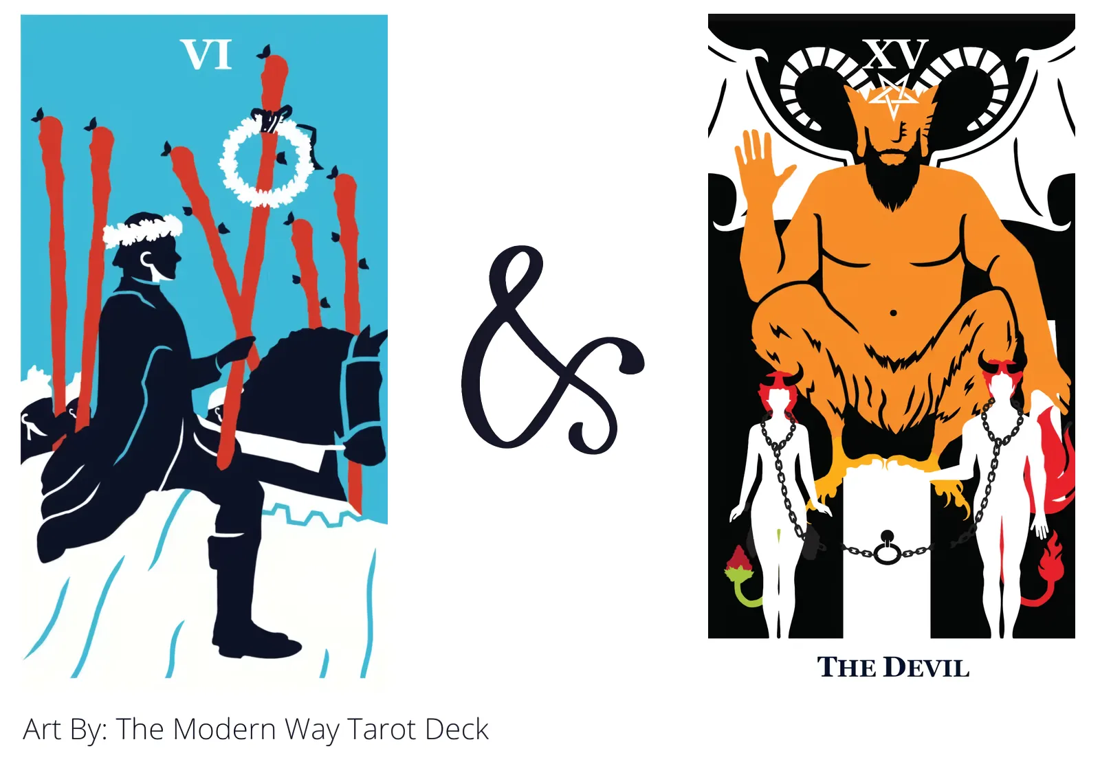 six of wands and the devil tarot cards together