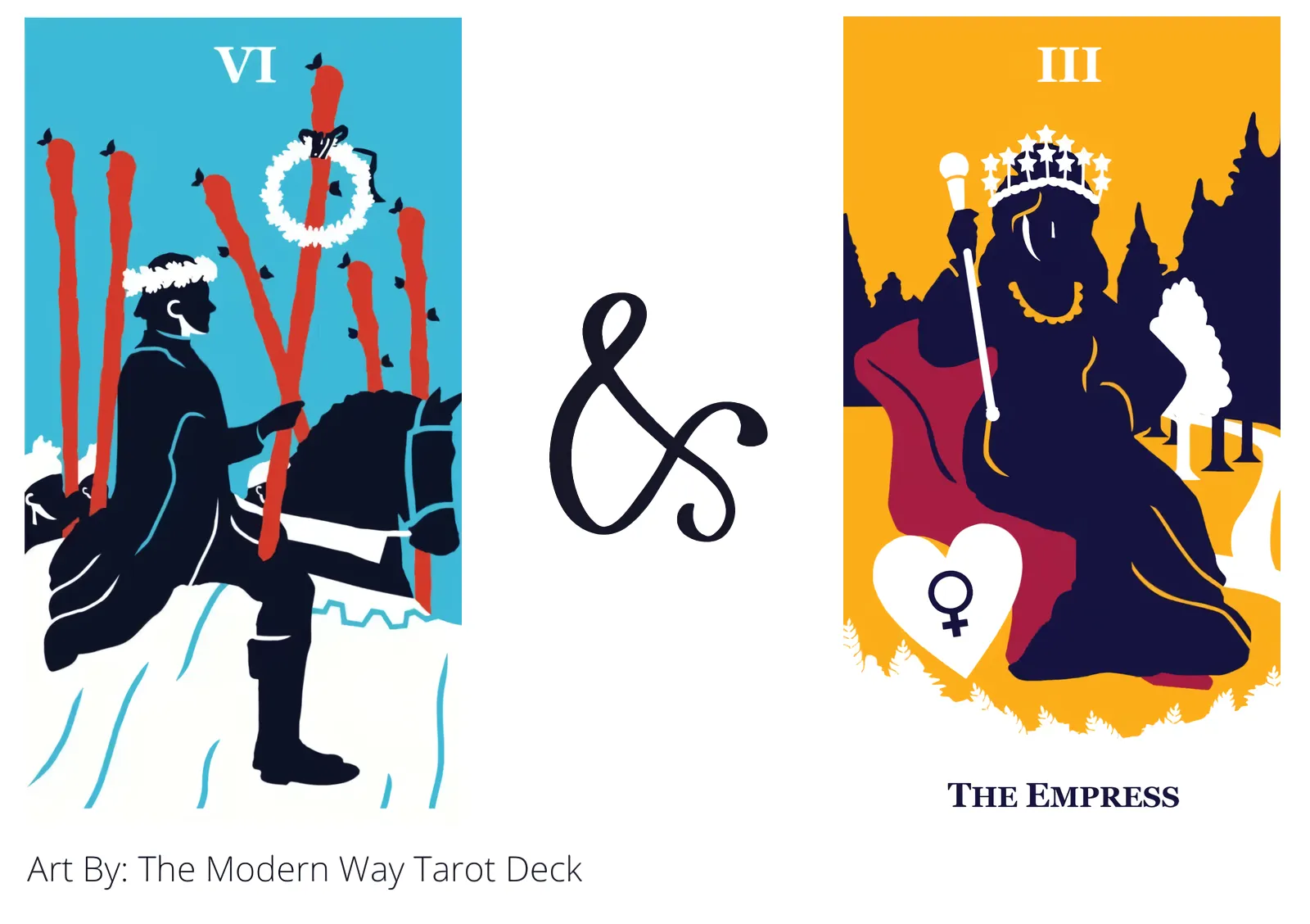 six of wands and the empress tarot cards together