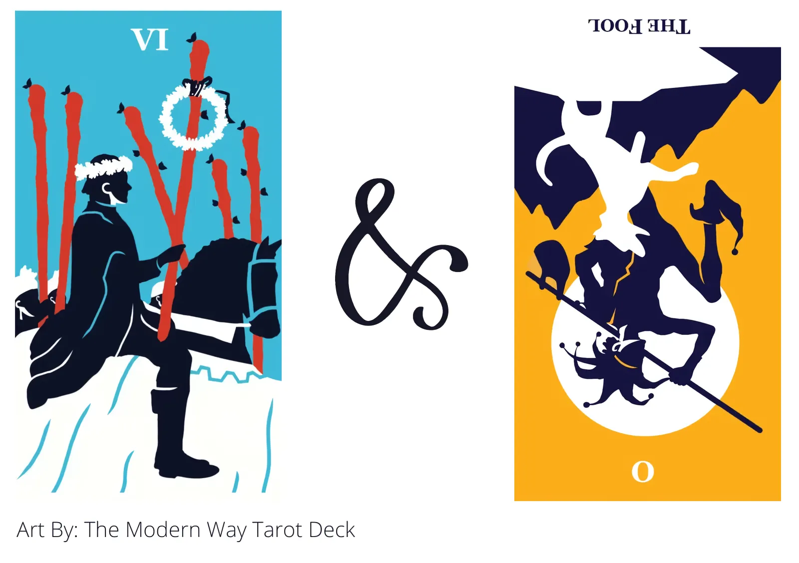 six of wands and the fool reversed tarot cards together