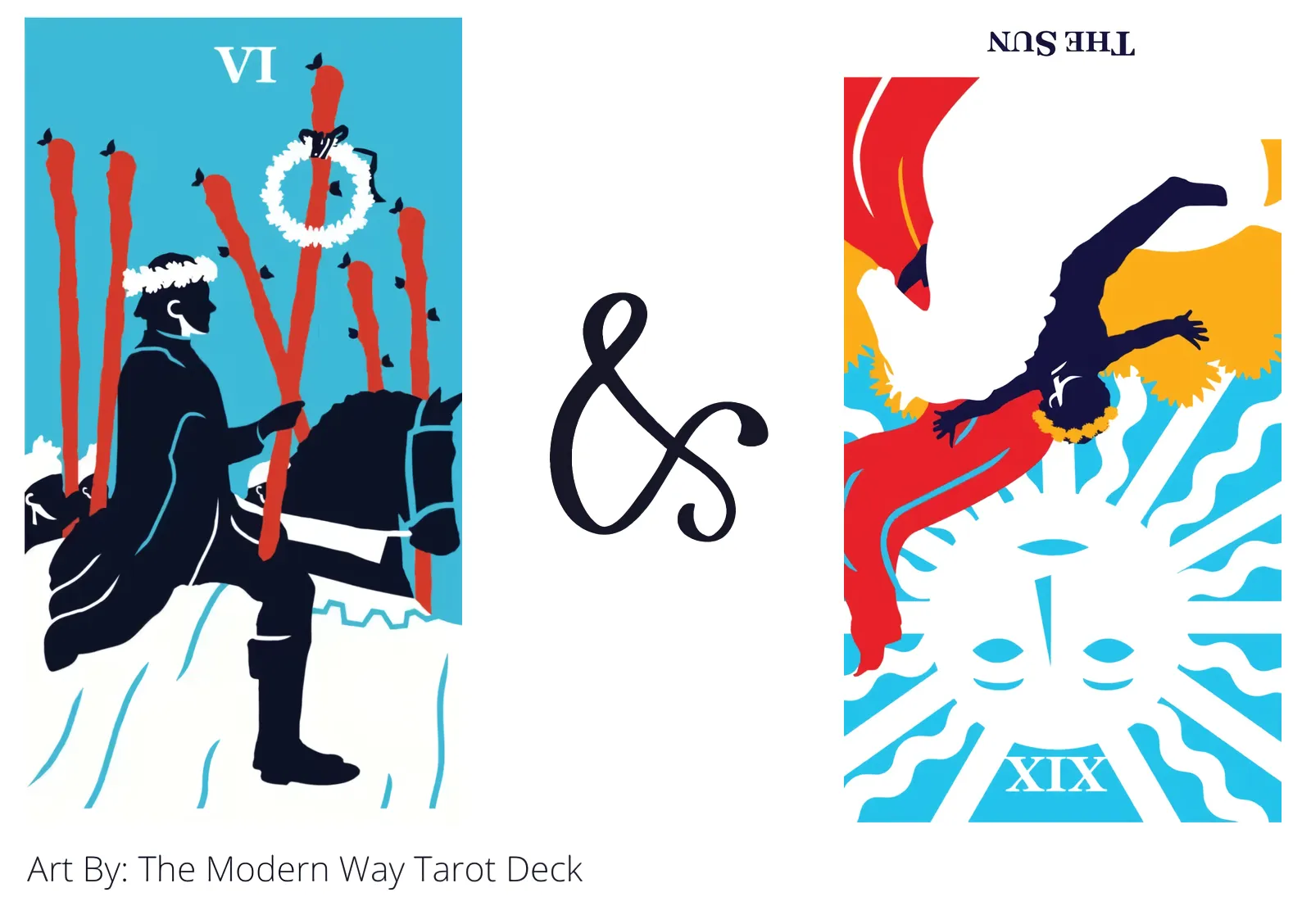 six of wands and the sun reversed tarot cards together