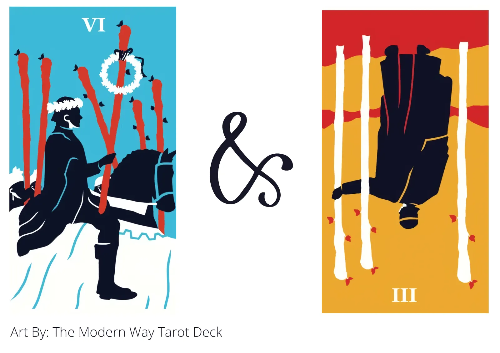 six of wands and three of wands reversed tarot cards together