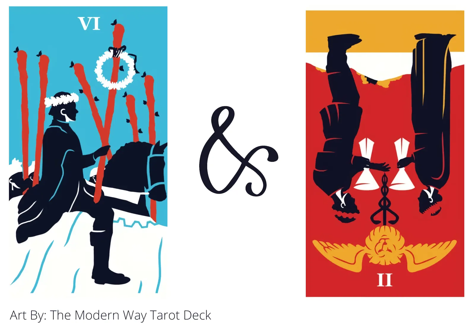 six of wands and two of cups reversed tarot cards together