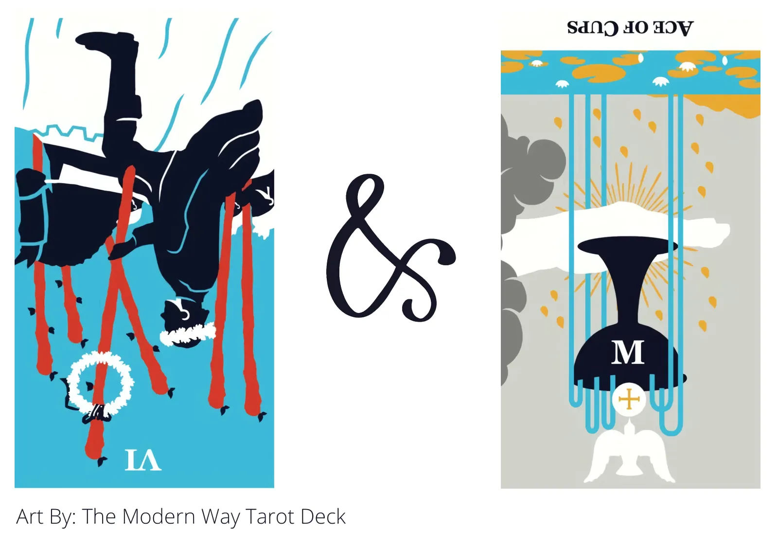 six of wands reversed and ace of cups reversed tarot cards together