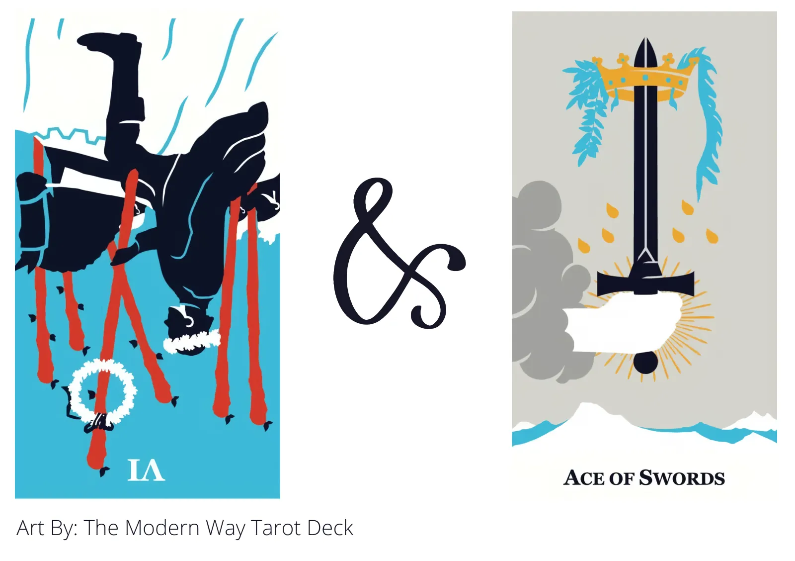 six of wands reversed and ace of swords tarot cards together