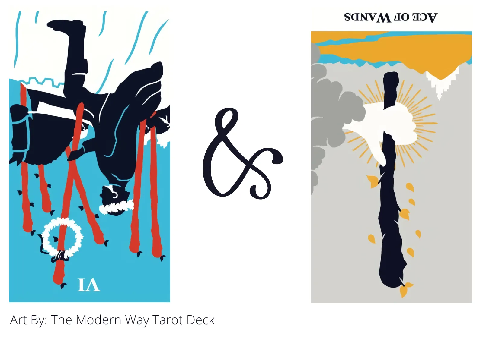six of wands reversed and ace of wands reversed tarot cards together