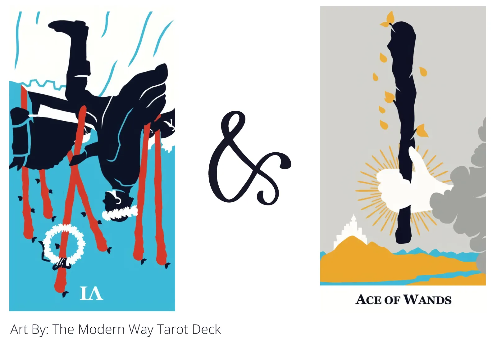 six of wands reversed and ace of wands tarot cards together