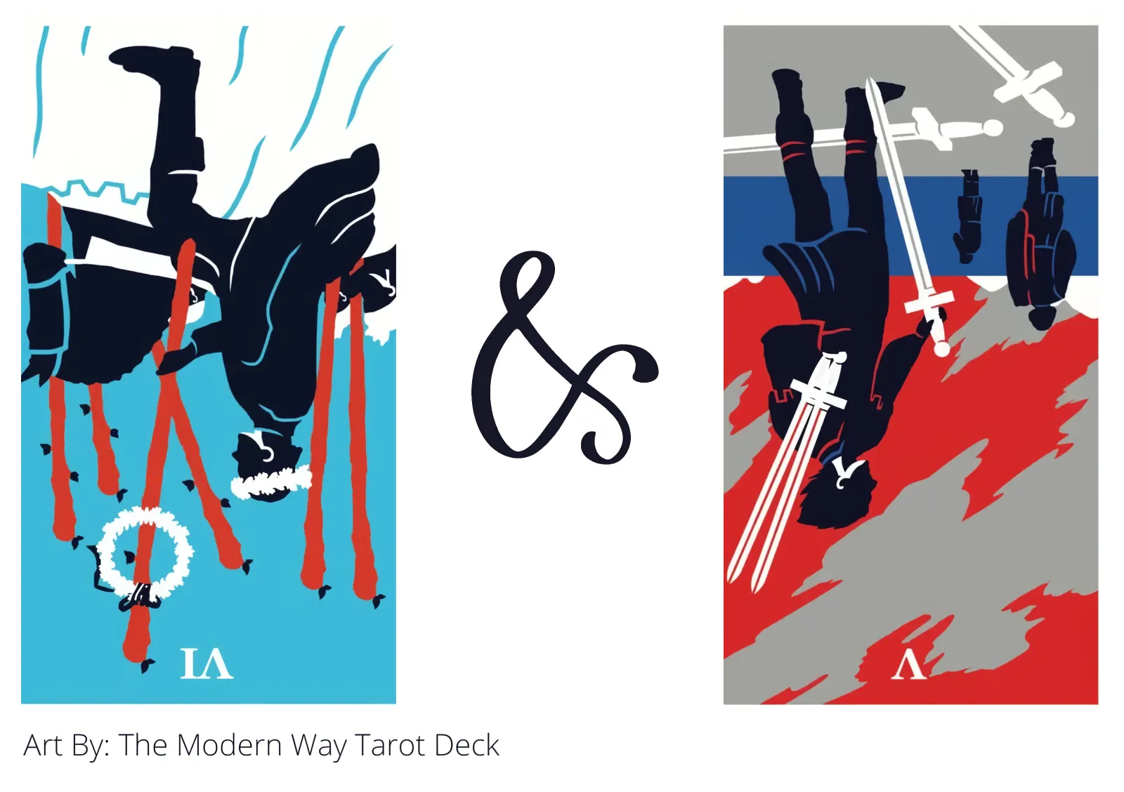 six of wands reversed and five of swords reversed tarot cards together