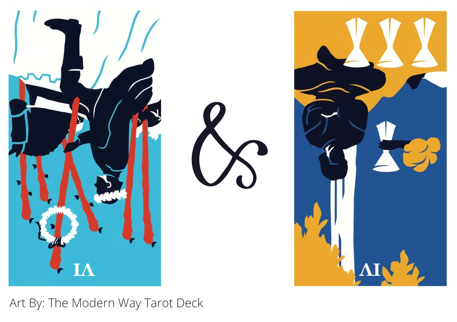 six of wands reversed and four of cups reversed tarot cards together