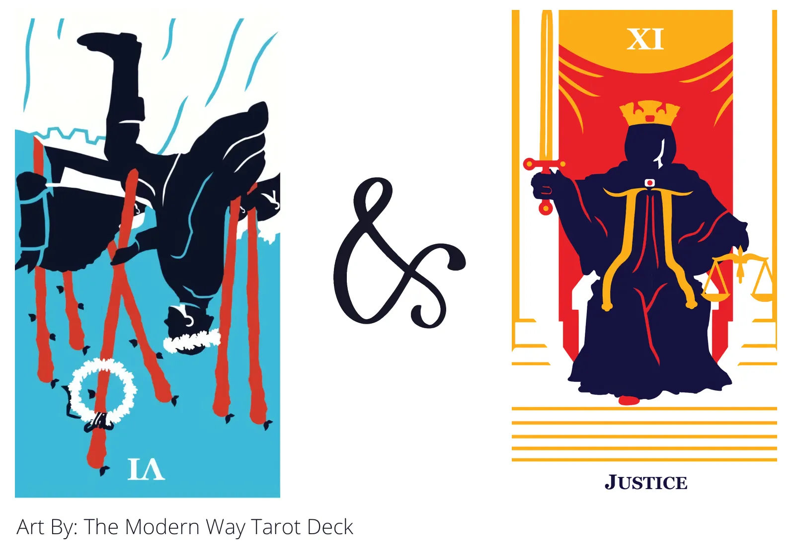 six of wands reversed and justice tarot cards together