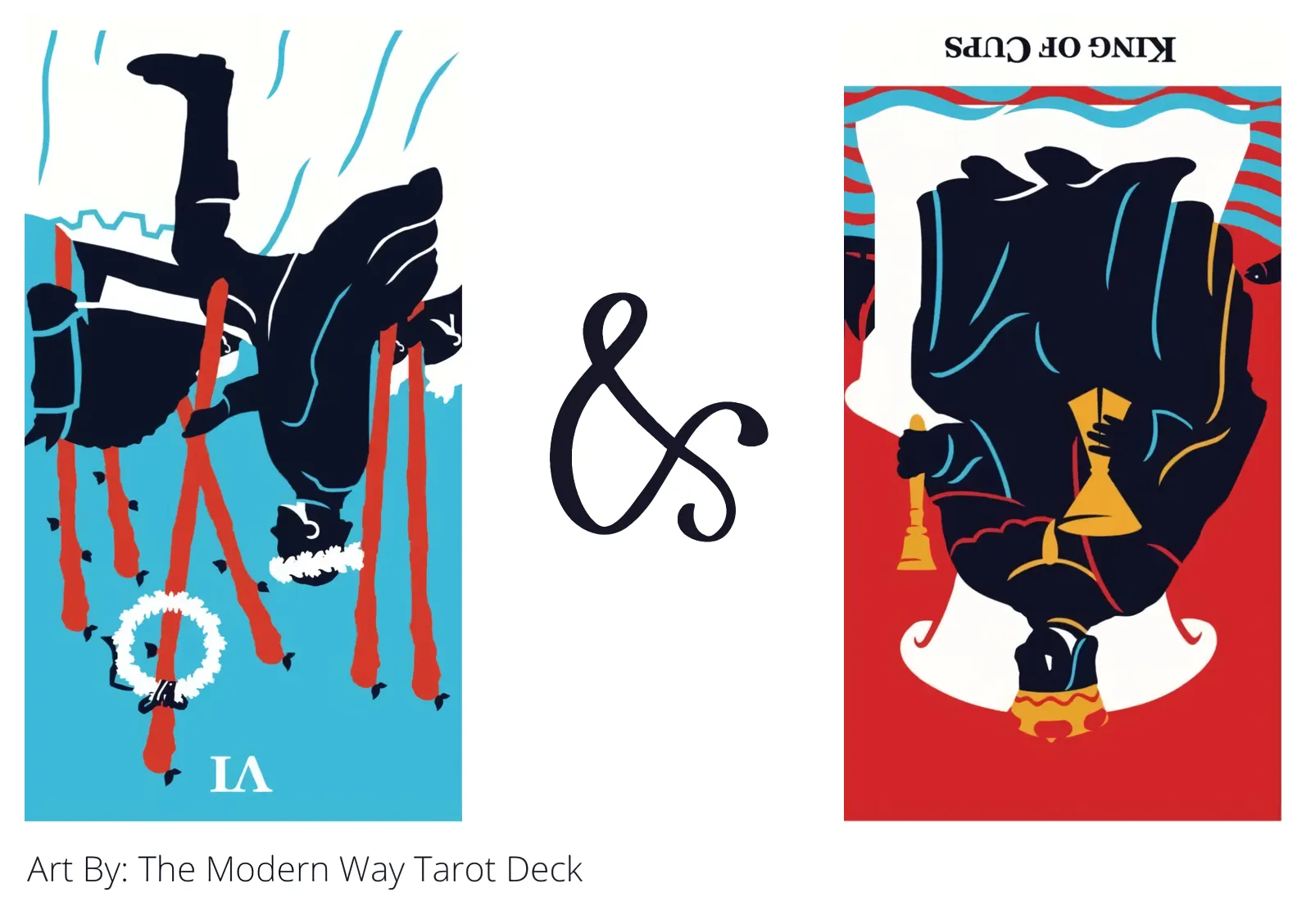 six of wands reversed and king of cups reversed tarot cards together