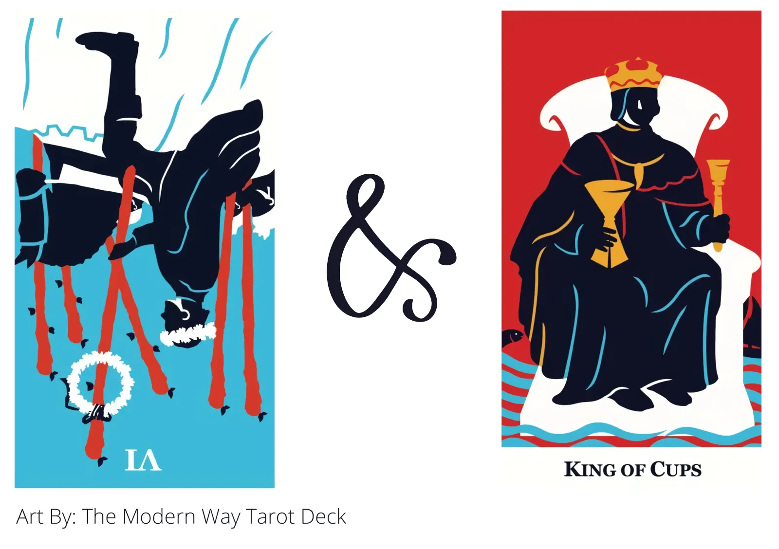 six of wands reversed and king of cups tarot cards together