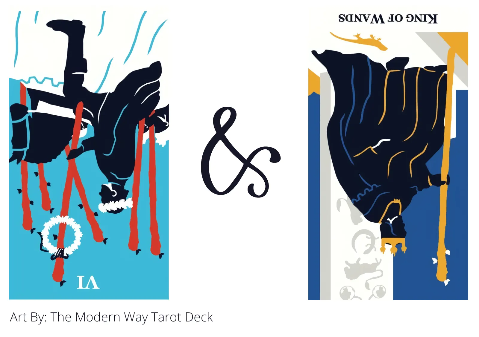 six of wands reversed and king of wands reversed tarot cards together