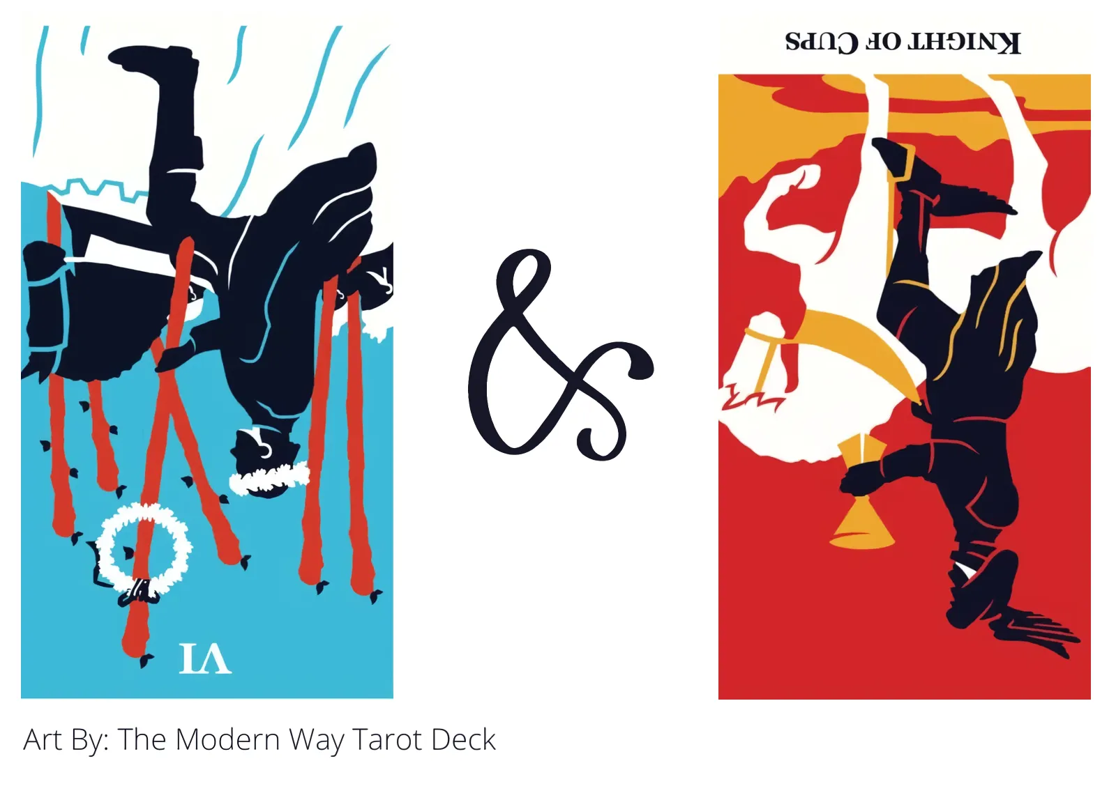six of wands reversed and knight of cups reversed tarot cards together