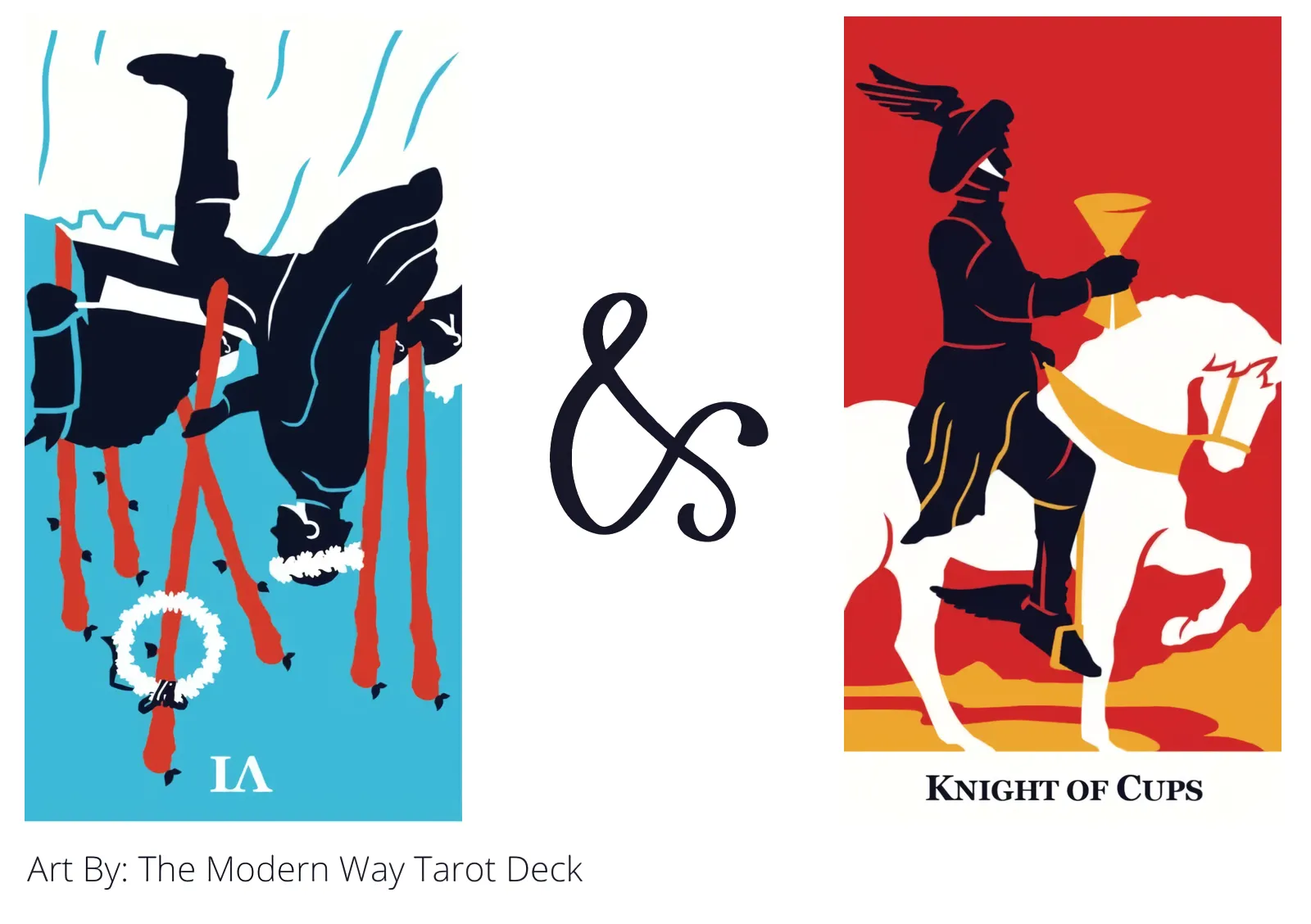 six of wands reversed and knight of cups tarot cards together