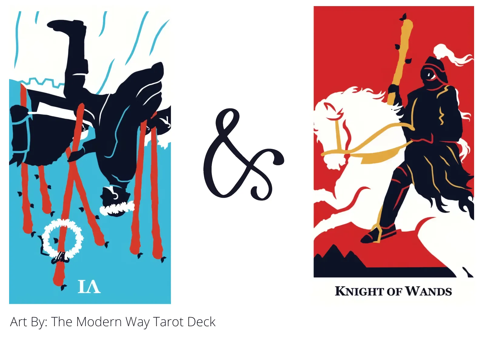 six of wands reversed and knight of wands tarot cards together