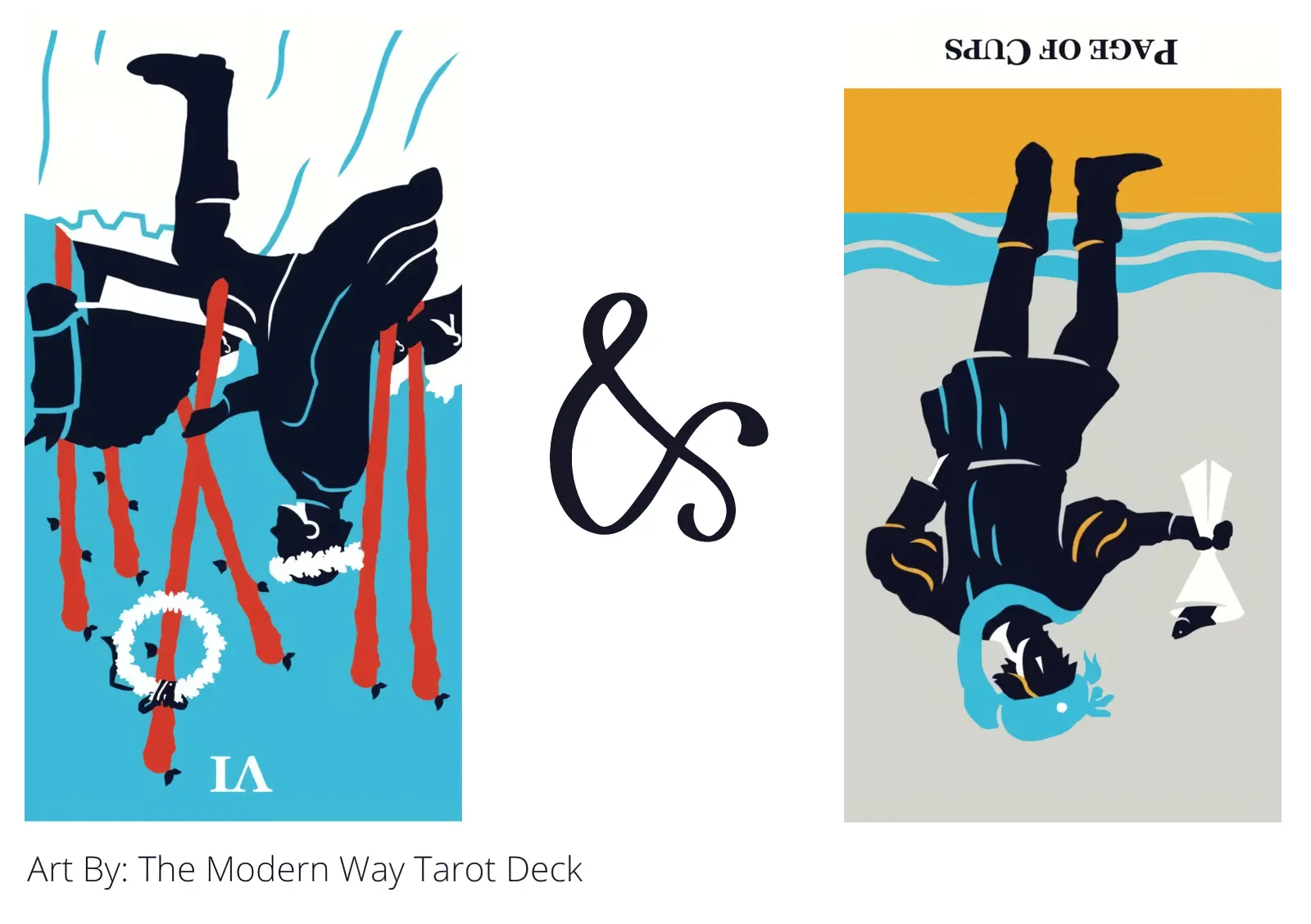 six of wands reversed and page of cups reversed tarot cards together