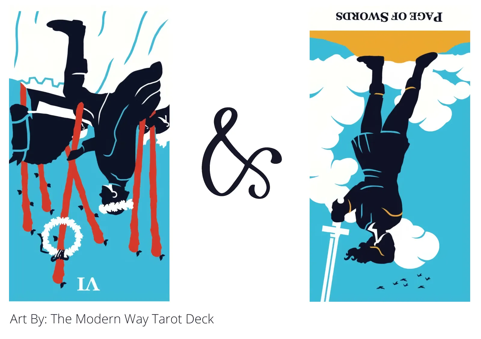 six of wands reversed and page of swords reversed tarot cards together