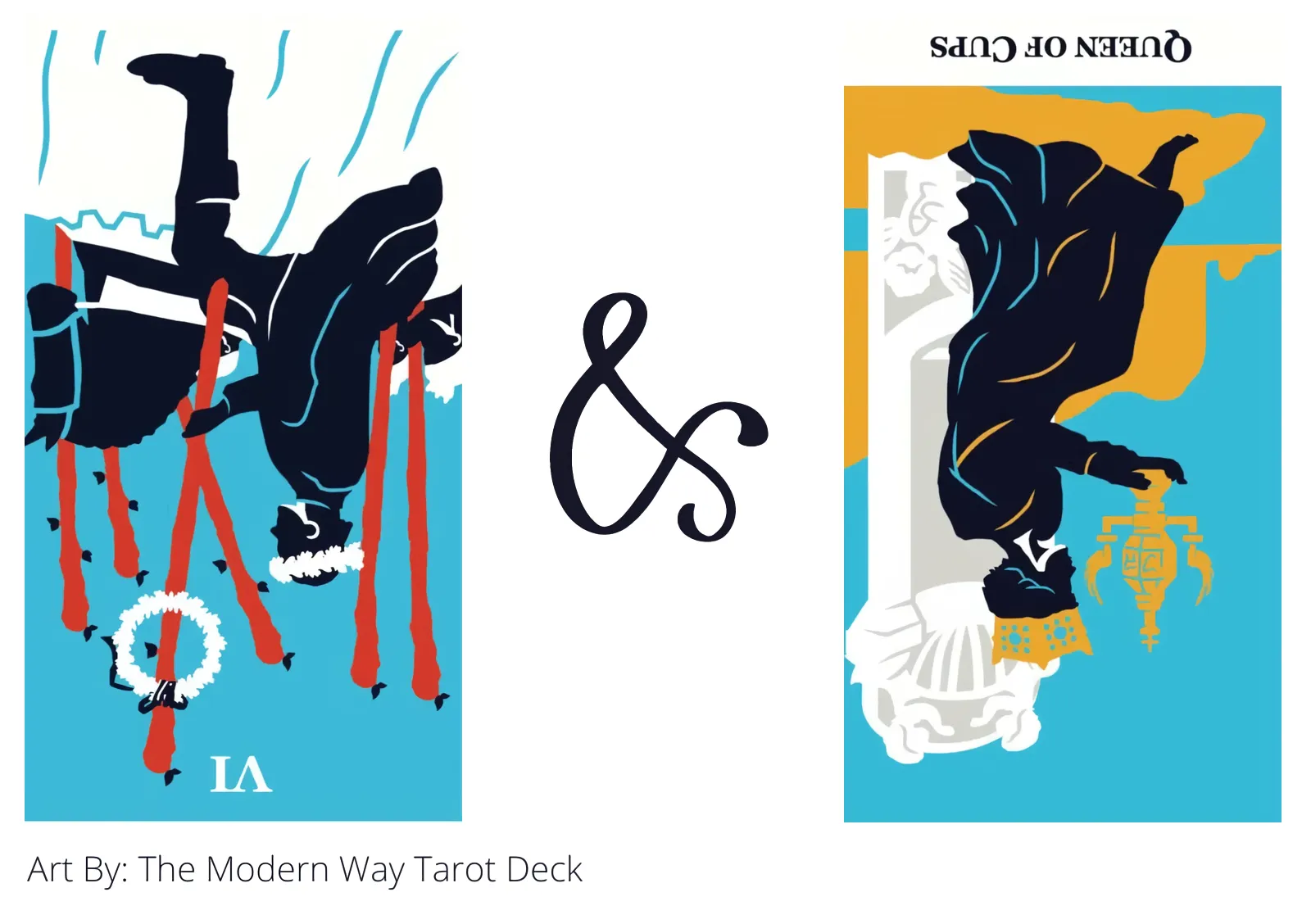 six of wands reversed and queen of cups reversed tarot cards together