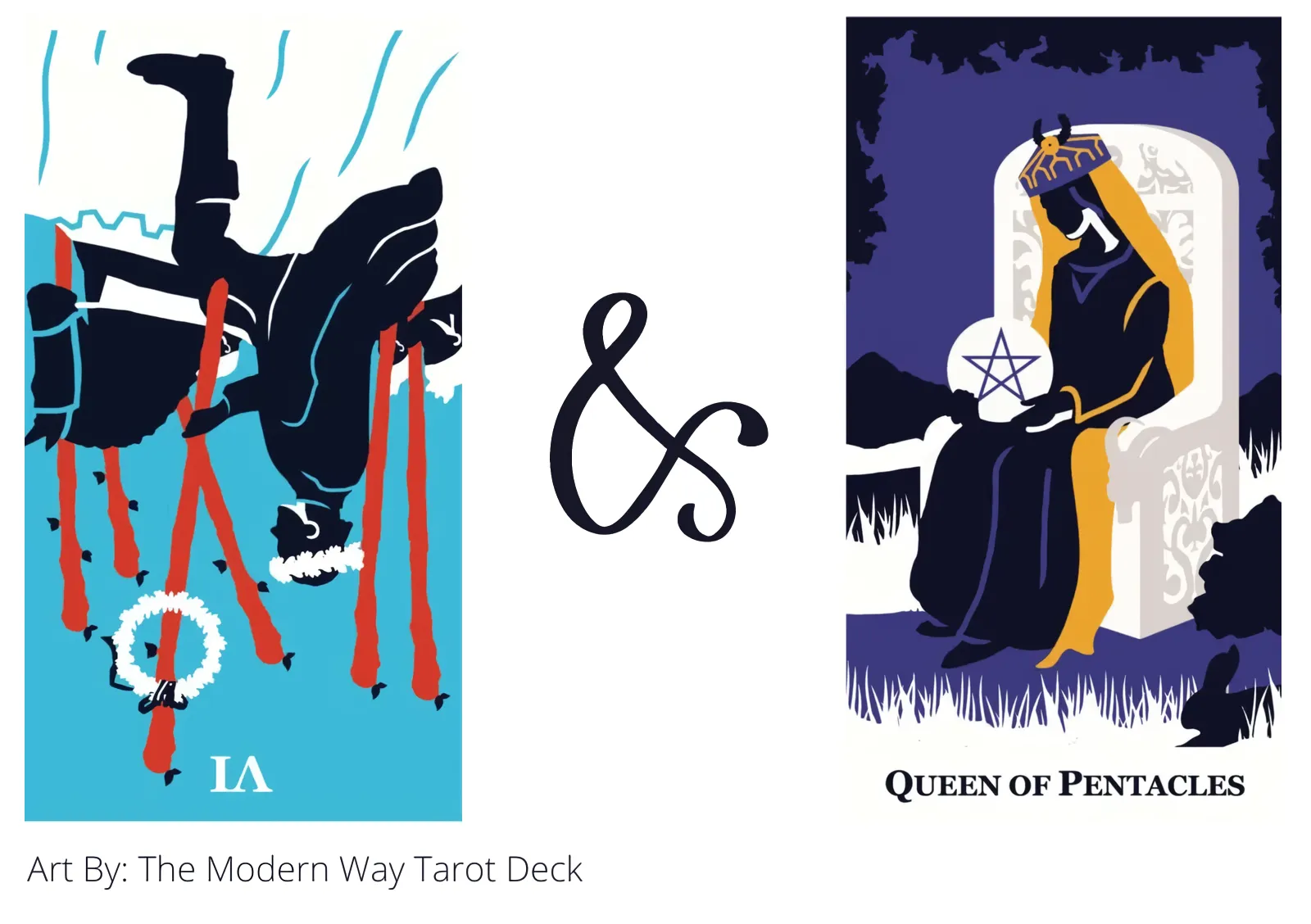 six of wands reversed and queen of pentacles tarot cards together