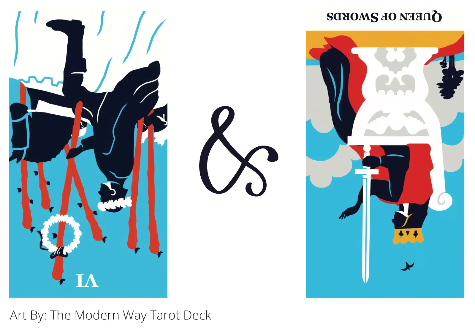 six of wands reversed and queen of swords reversed tarot cards together