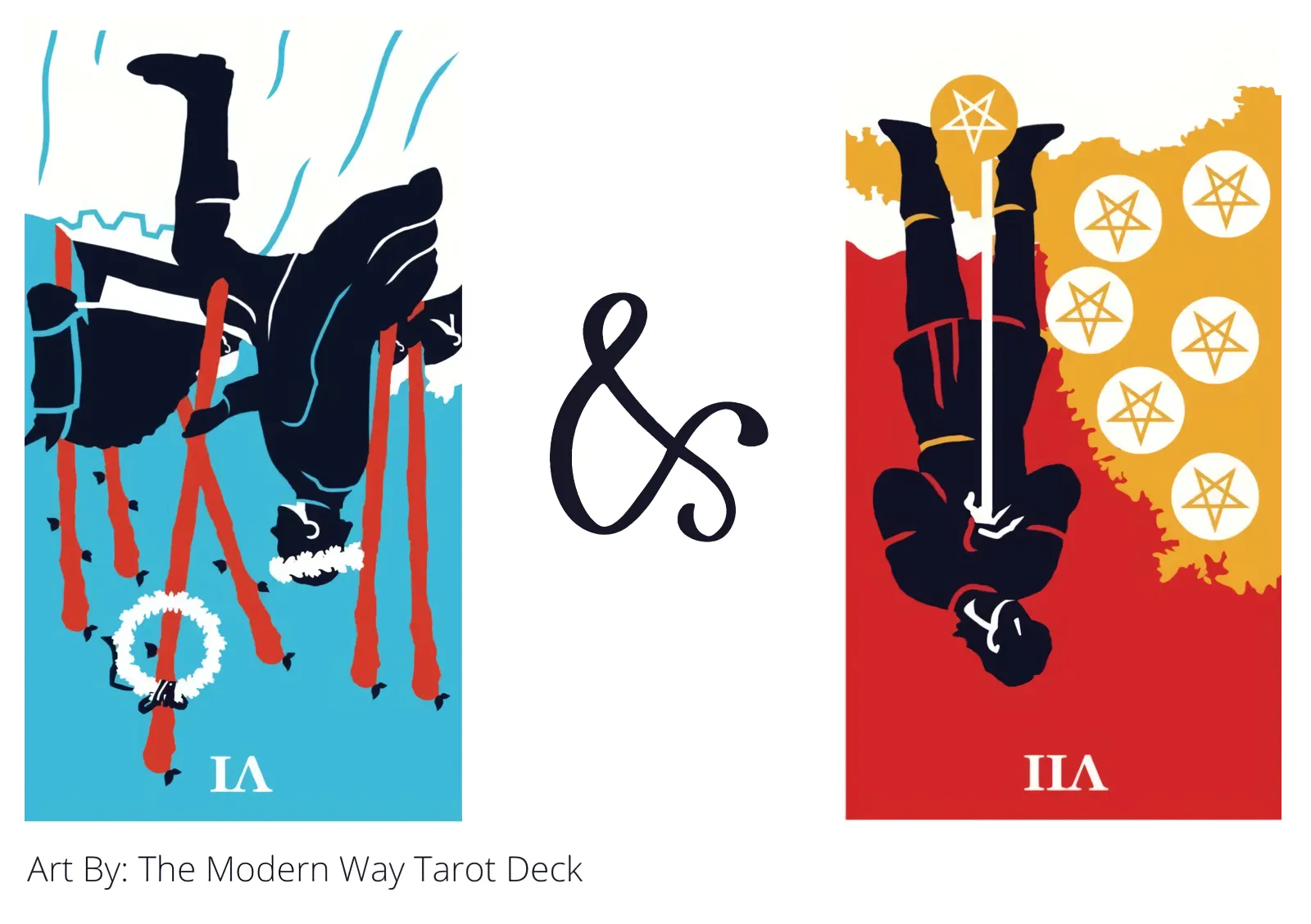 six of wands reversed and seven of pentacles reversed tarot cards together