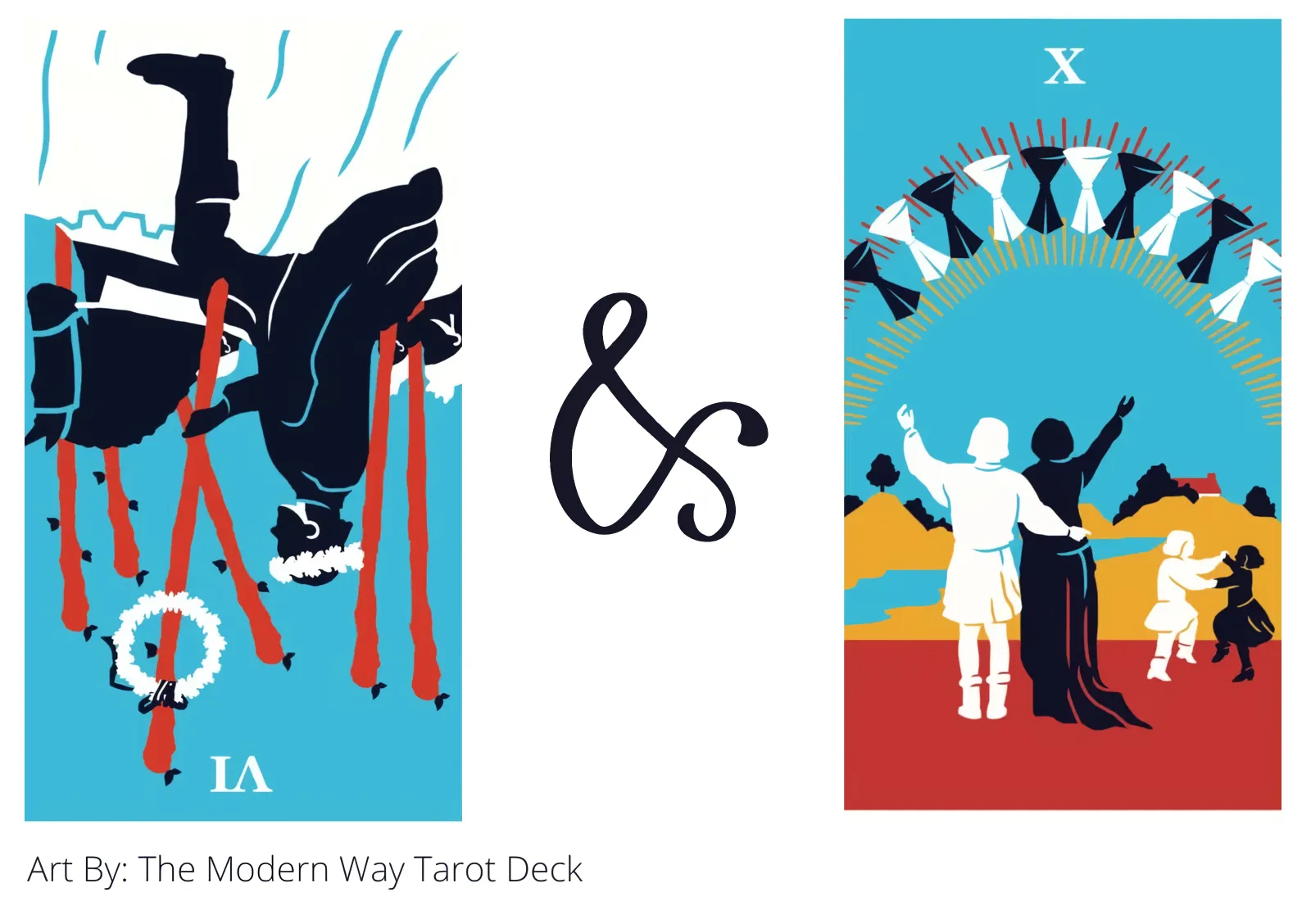 six of wands reversed and ten of cups tarot cards together