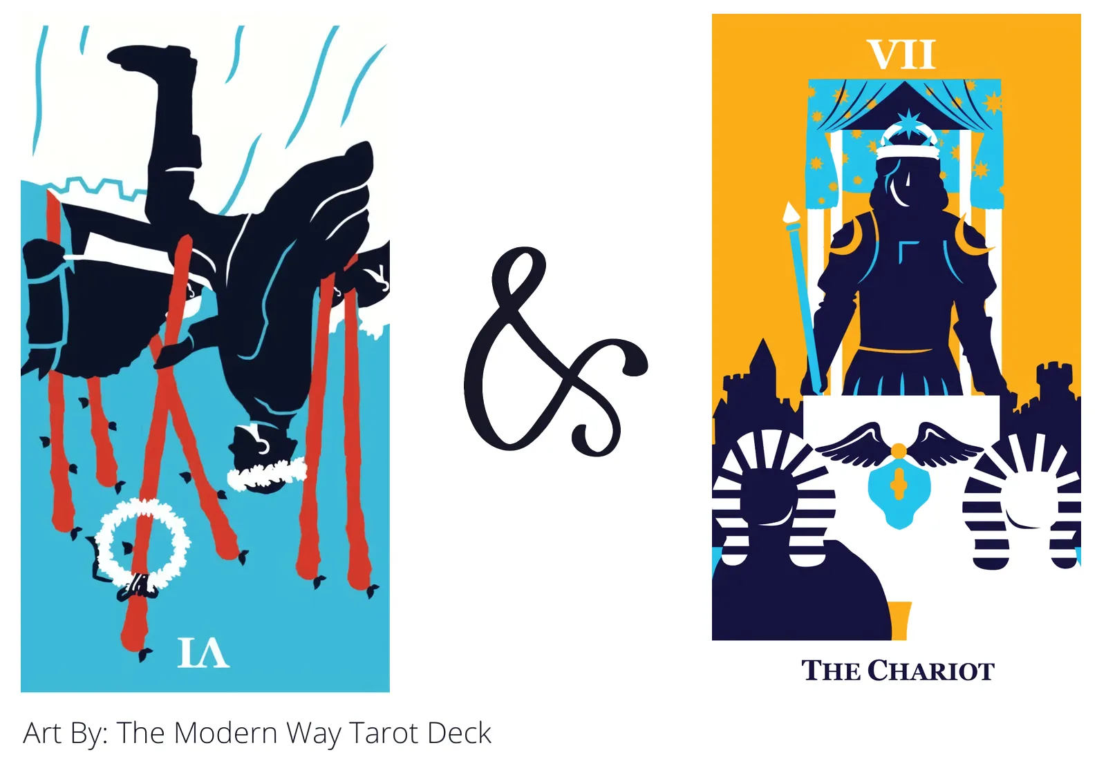 six of wands reversed and the chariot tarot cards together