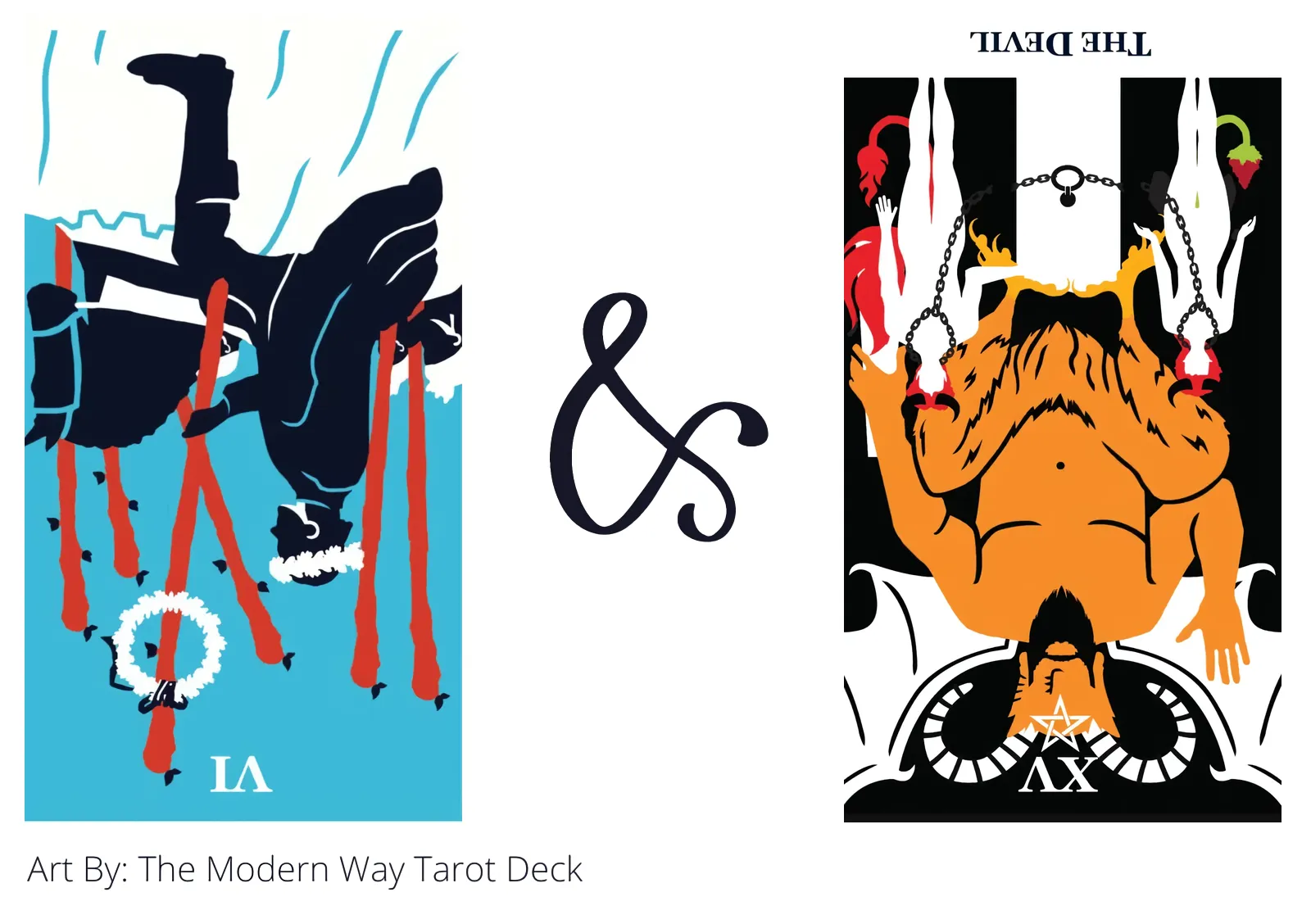 six of wands reversed and the devil reversed tarot cards together